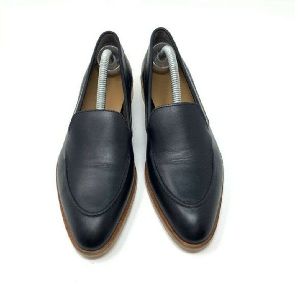 Everlane Size 5.5 The Modern Loafer Black Leather Slip On Flats Almond Apron Toe - Picture 5 of 9